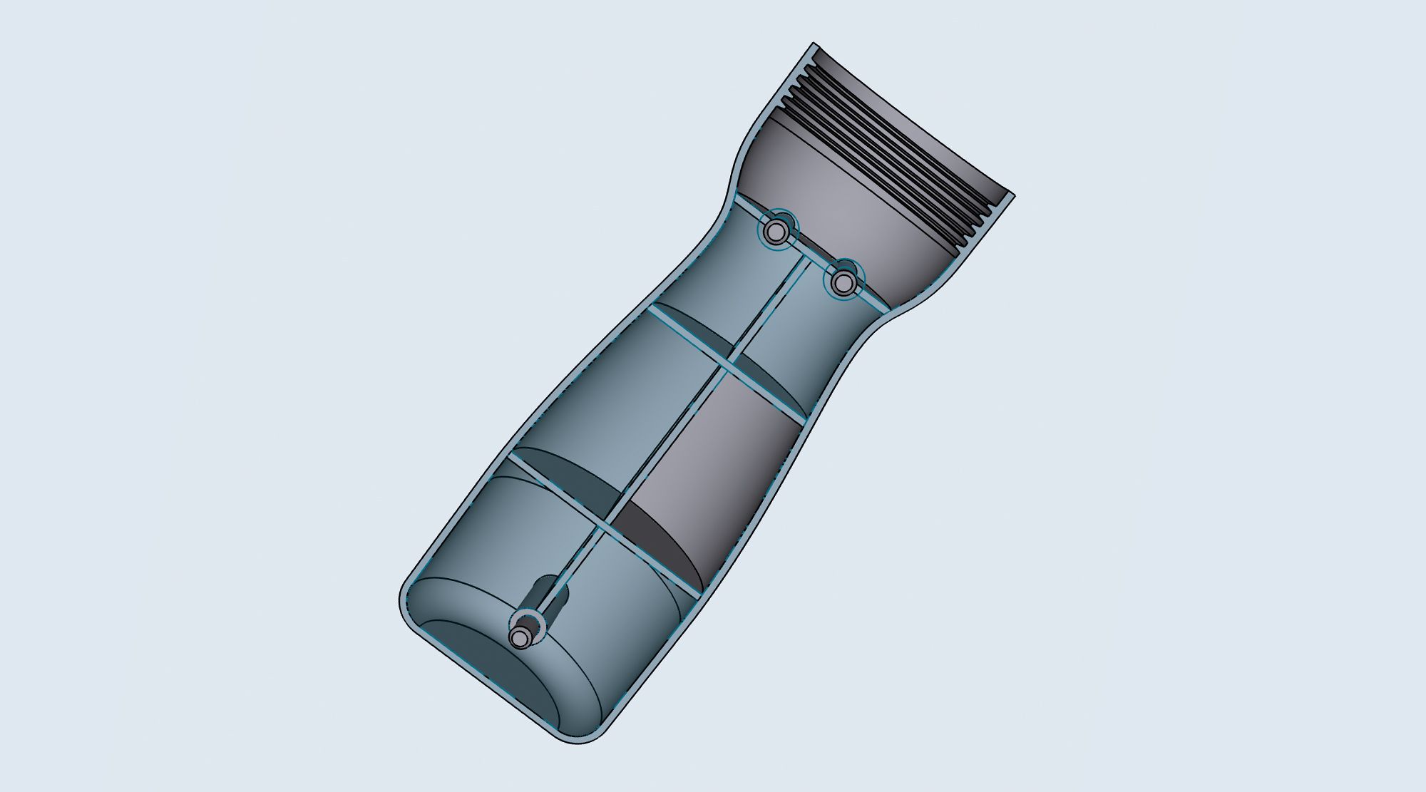 Solid Shapr3D 3D model of a waterbottle prototype with web support